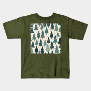 Green and Gold Christmas Tree Pattern Kids T-Shirt